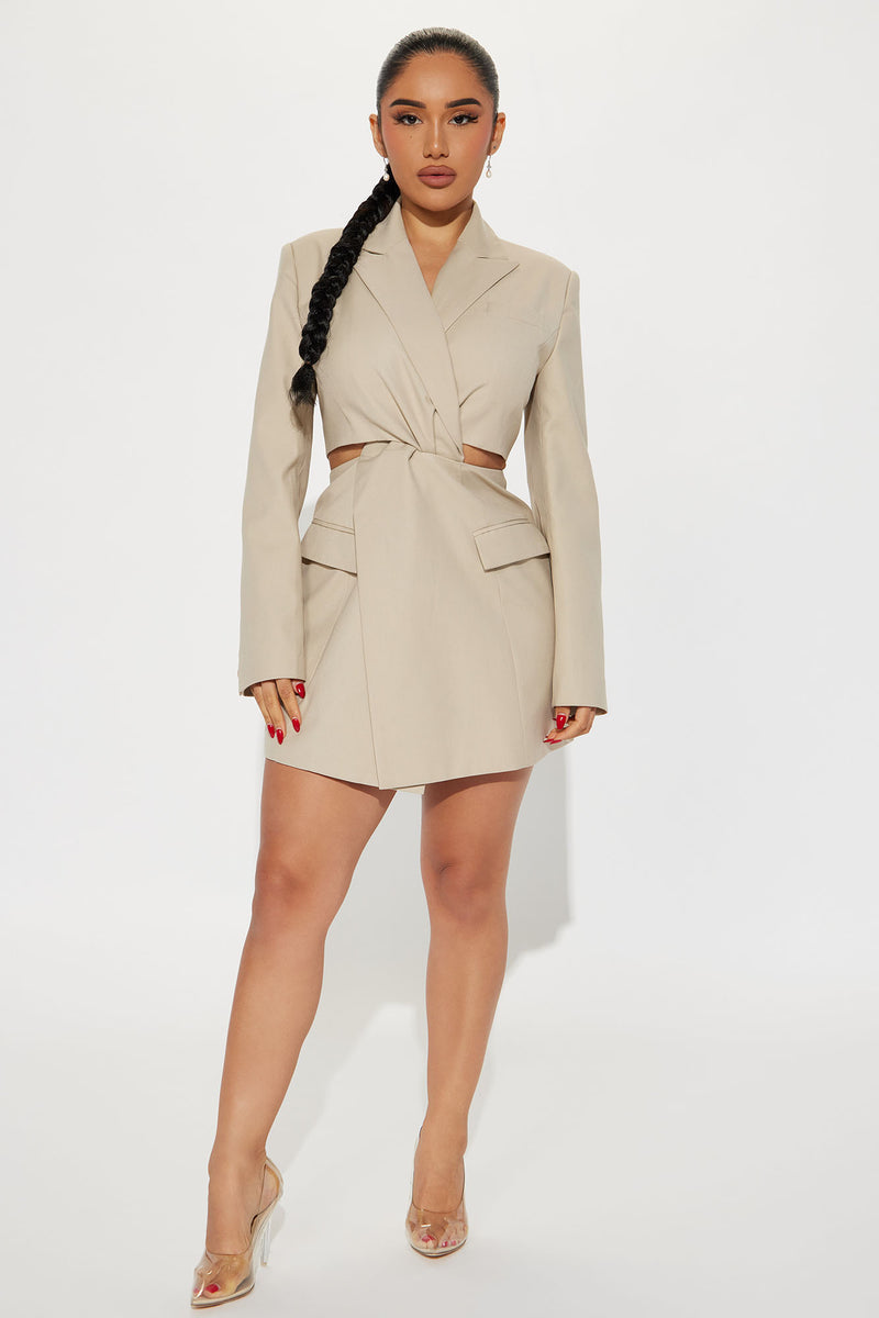 Zoe Blazer Mini Dress - Beige | Fashion Nova, Dresses | Fashion Nova