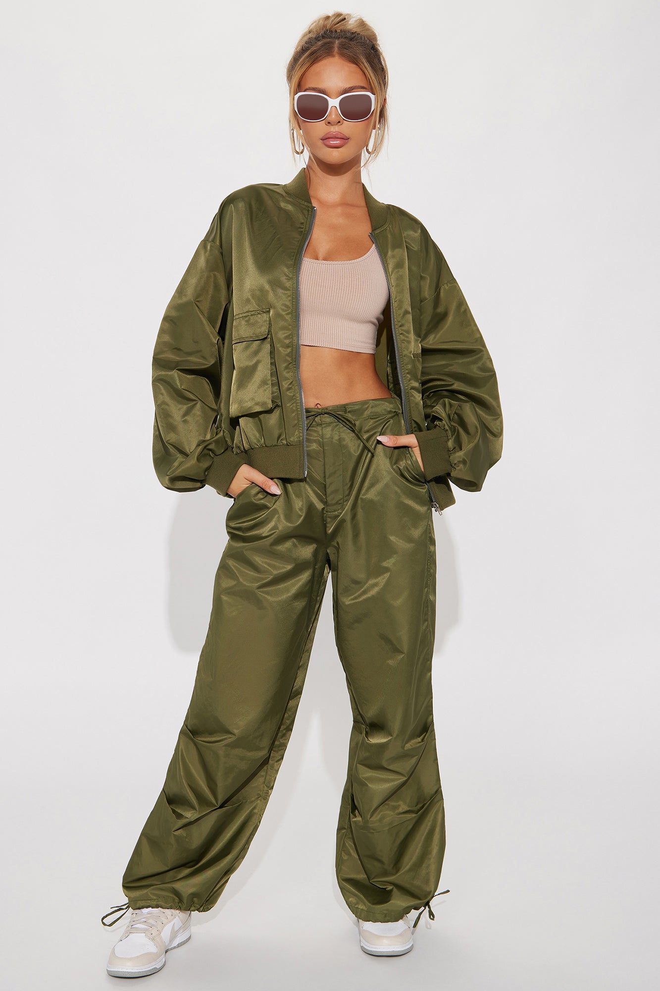 Willow Windbreaker Pant Set - Olive | Fashion Nova, Matching Sets