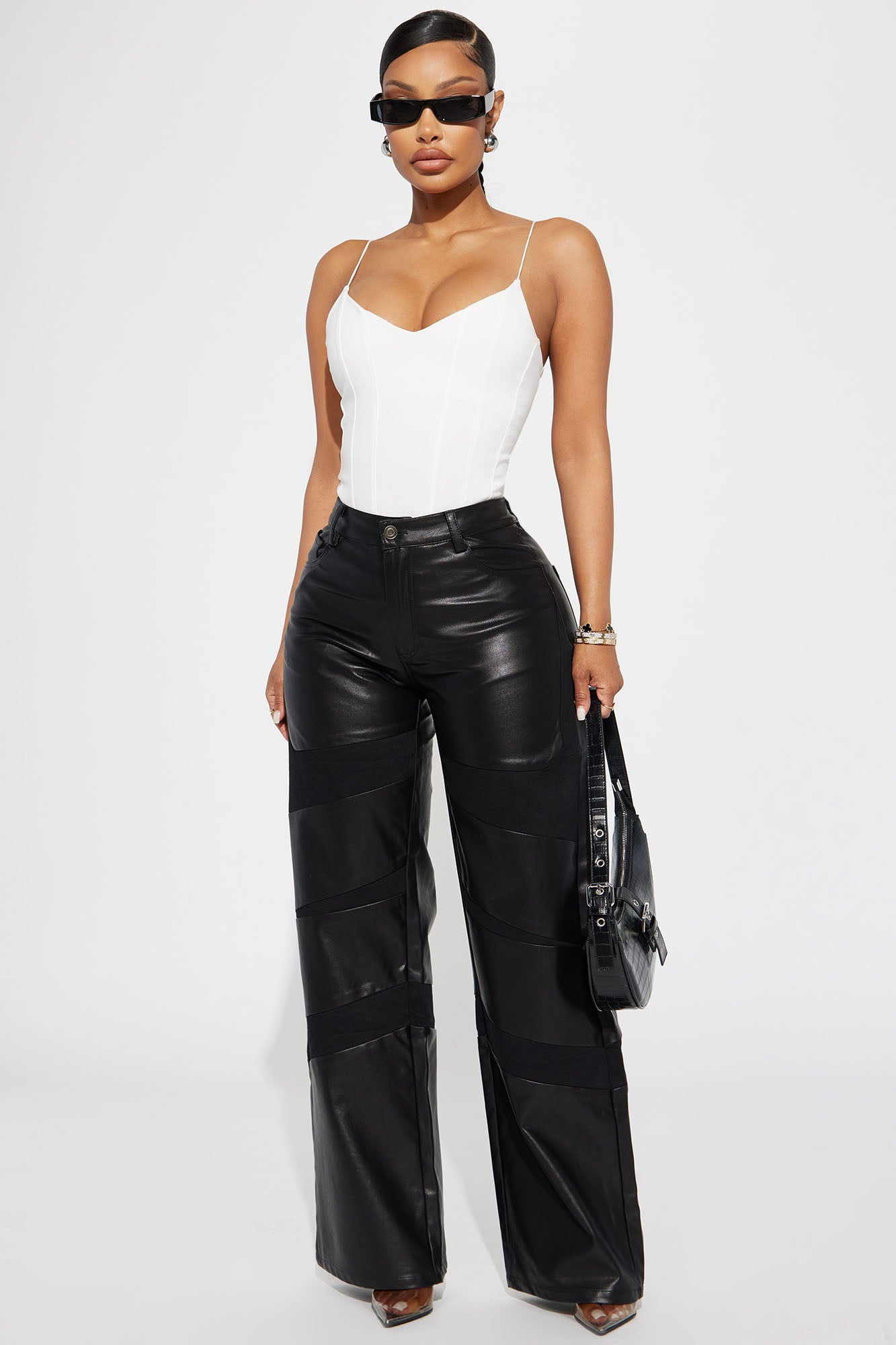 Future Moto Pants With Faux Leather Knee Patches and Two Silver Zip Le –  Ofelya Boutique