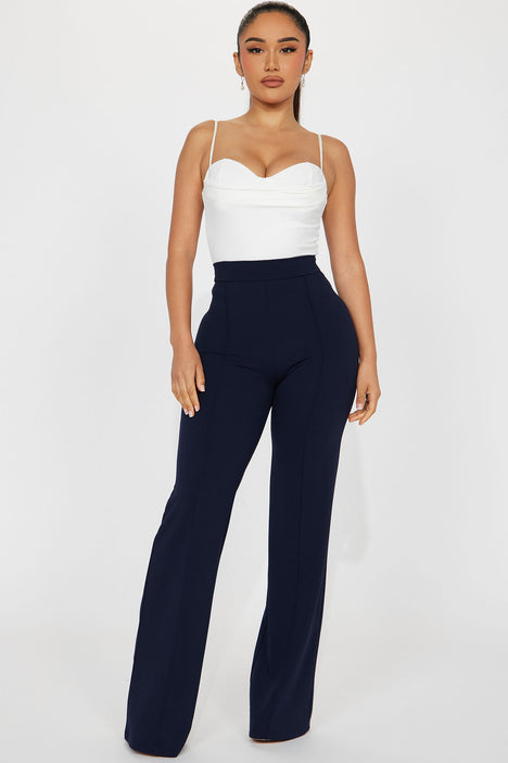 PANTS WITH A HIGH WAIST  High waisted pants outfit, Blue trousers