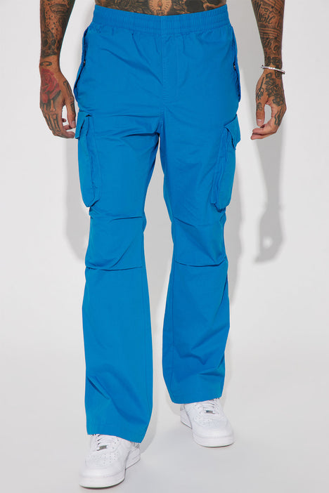 Slim Flare Cargo Parachute Pants - Blue | Fashion Nova, Mens Pants