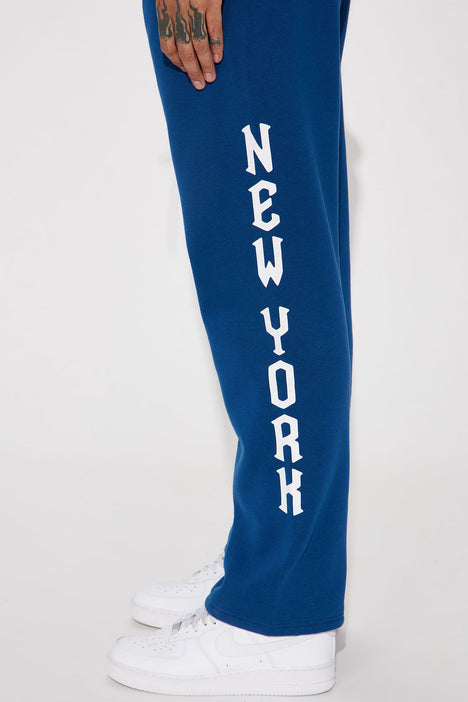 NY Script Straight Sweatpant | - Fashion Fashion Nova Nova, Fleece Navy | Mens Bottoms