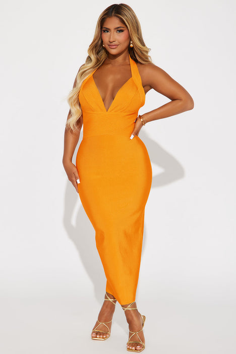 Misty Bandage Midi Dress - Orange, Fashion Nova, Dresses
