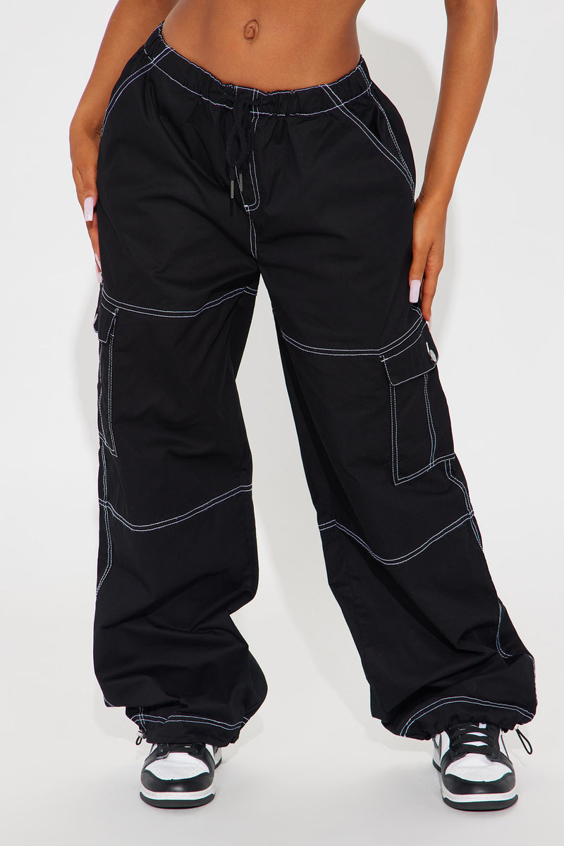 Harlow Cargo Parachute Pant - Black | Fashion Nova, Pants | Fashion Nova