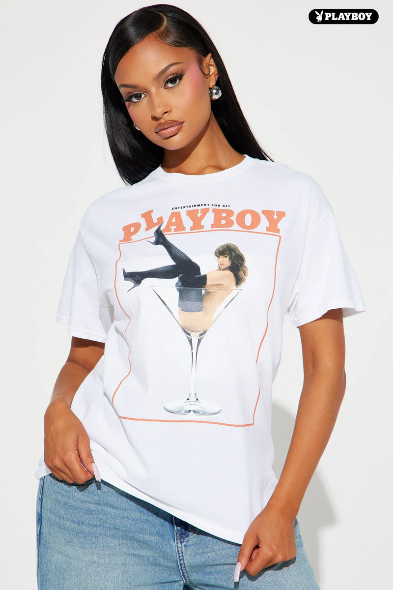 Playboy Cocktail Graphic Tshirt - White | Fashion Nova, Screens Tops ...