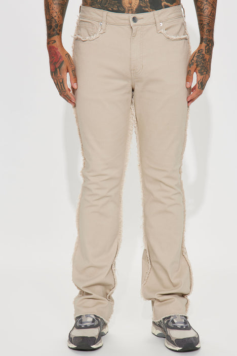 Affection Stacked Skinny Flare Cargo Pants - Brown