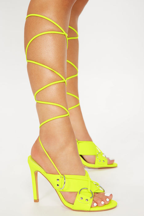 Schutz Womens Neon Yellow Leather Strappy High Heels Sandals Shoes Siz -  Shop Linda's Stuff