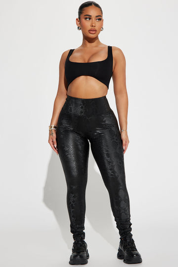 Turn It Up Black Faux Leather Leggings — The Gypsy Peach