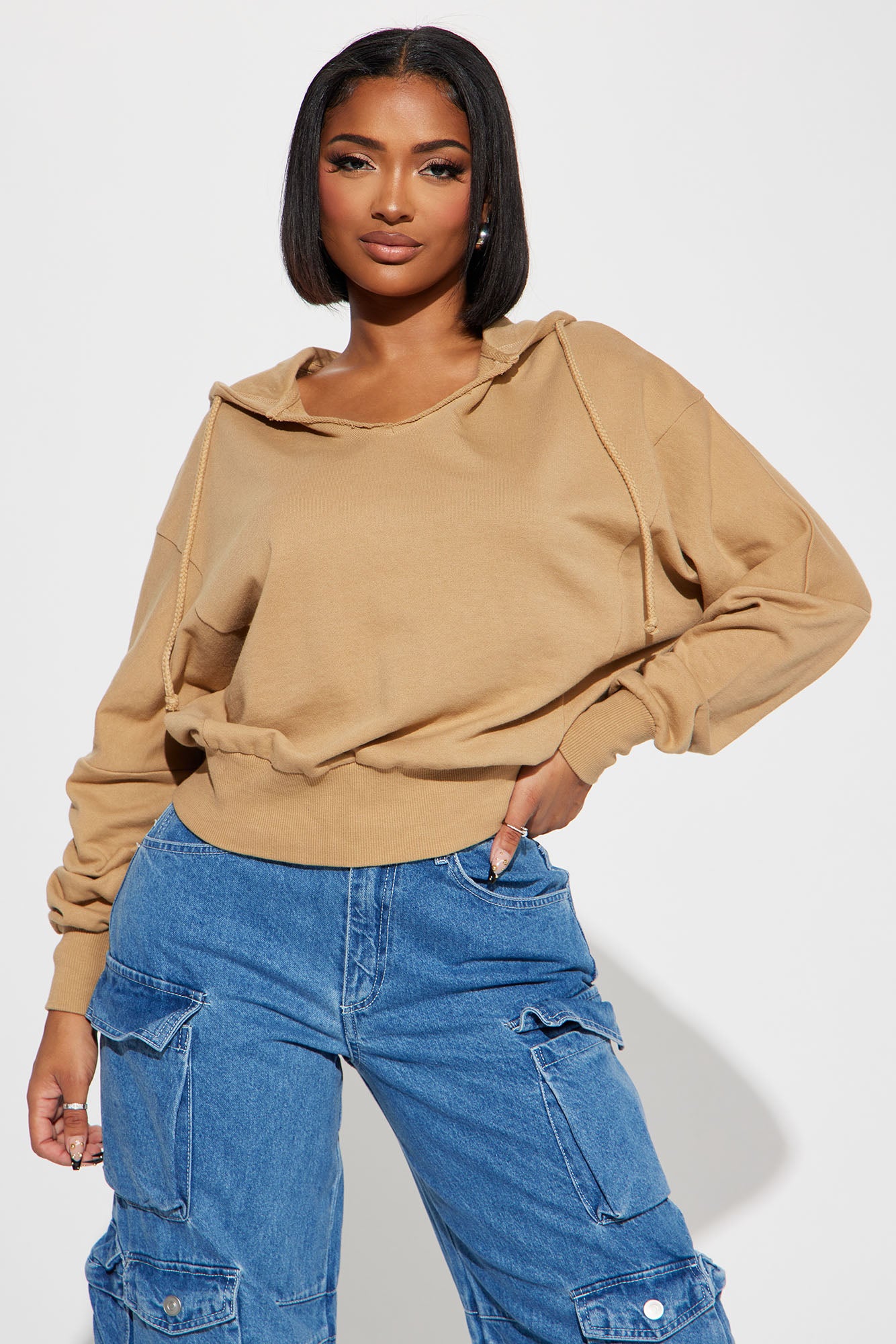 Nude cropped clearance hoodie