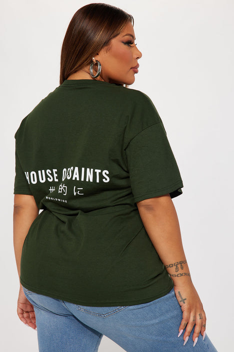 Women's House of Saints Tshirt in Green Size 2x by Fashion Nova