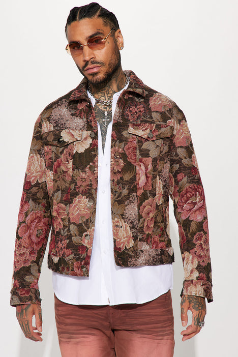 All You Need Is Tapestry Trucker Jacket - Brown/combo, Fashion Nova, Mens  Jackets