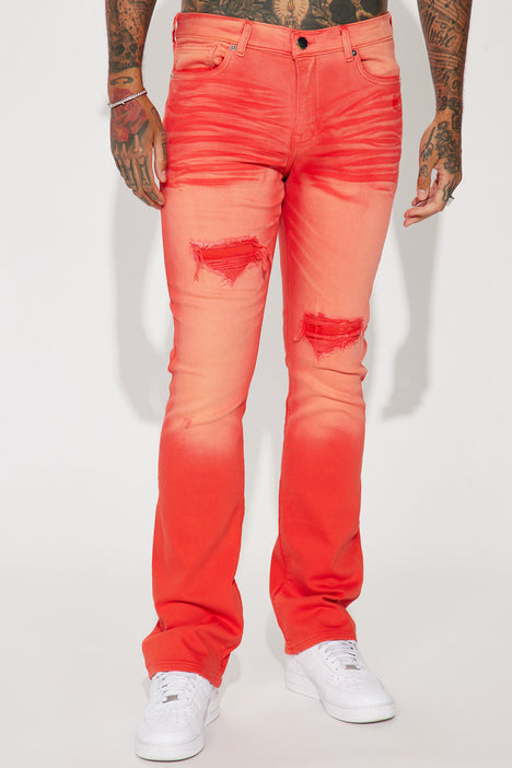 Fit Check Stacked Skinny Flared Pants - Orange