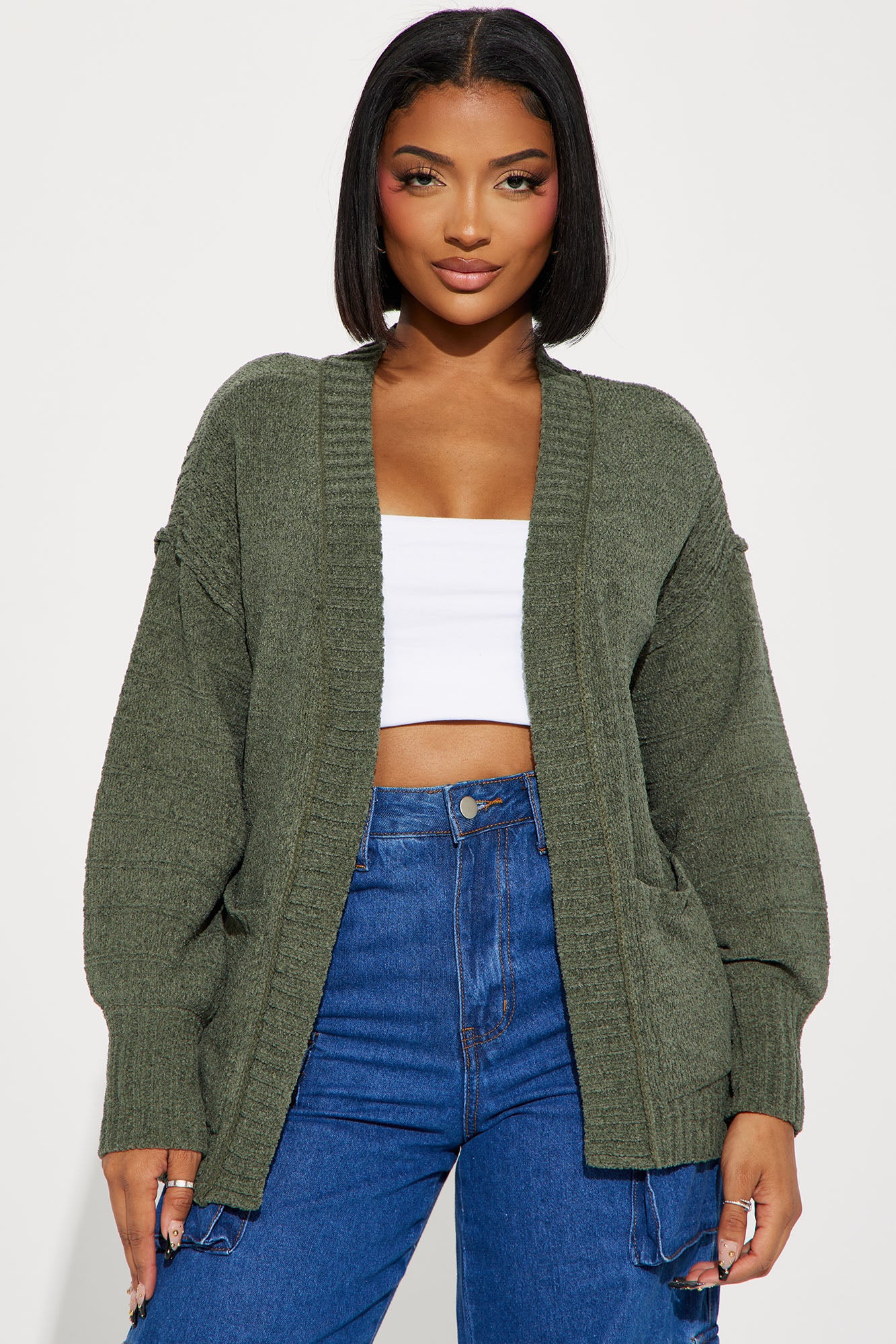 Vibin' Casually Cardigan - Olive