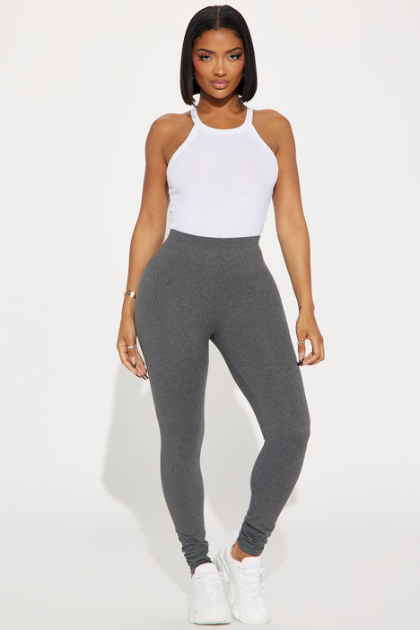 Charcoal Grey Cotton High Waisted Leggings