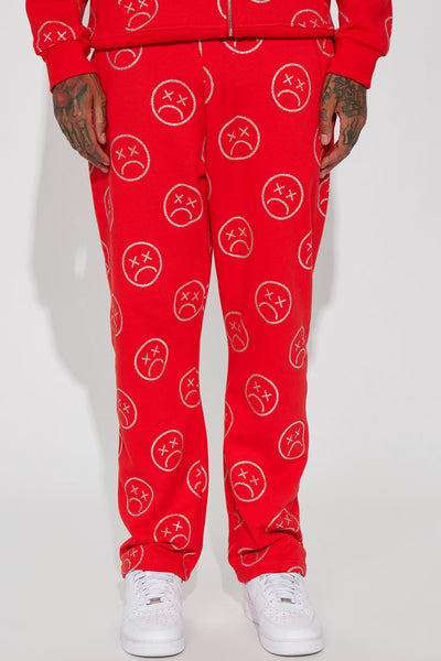 On The Radar Flared Sweatpants - Red