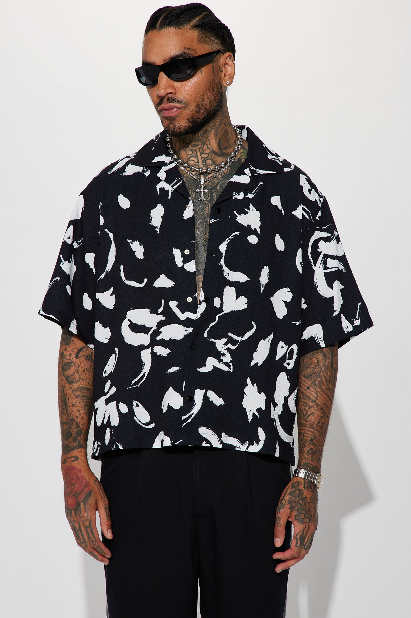 Salem Spots Button Up Shirt - Black/combo | Fashion Nova, Mens 