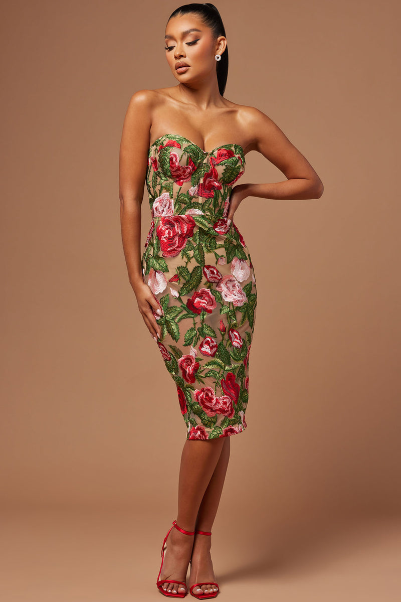 Emaline Embroidered Midi Dress - Pink/combo | Fashion Nova, Luxe ...