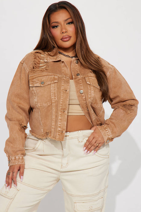 Final Sale Plus Size Crop Jacket with Distressed Back in Light Denim – Chic  And Curvy