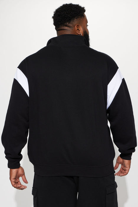 NY 1845 Quarter Zip Sweatshirt - Black/White, Fashion Nova, Mens Fleece  Tops