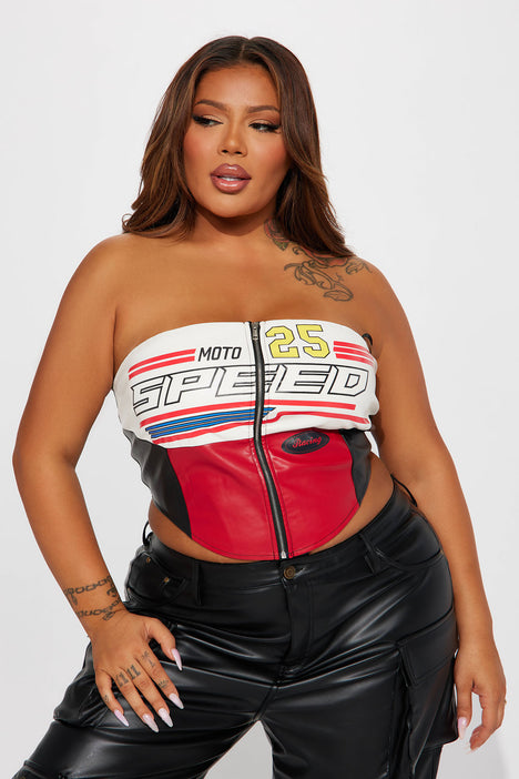 Drama Queen Faux Leather Corset Top - Red, Fashion Nova, Shirts & Blouses