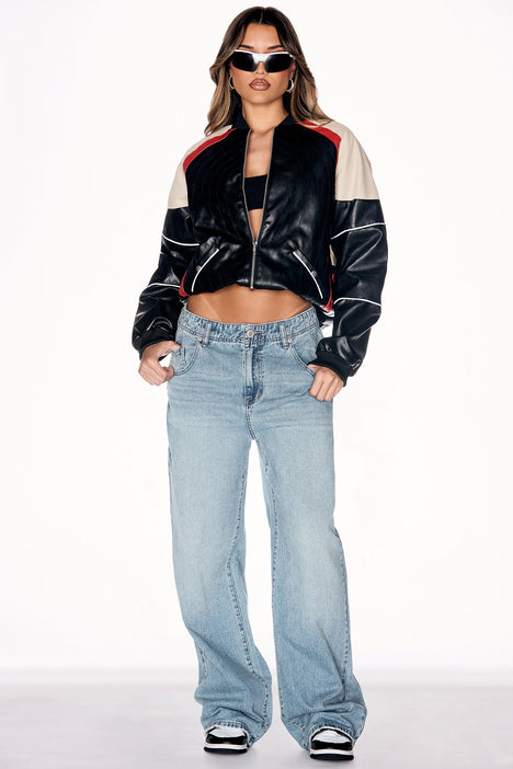 Fashion Nova Women's Chelsea Drop Waist Baggy Jeans