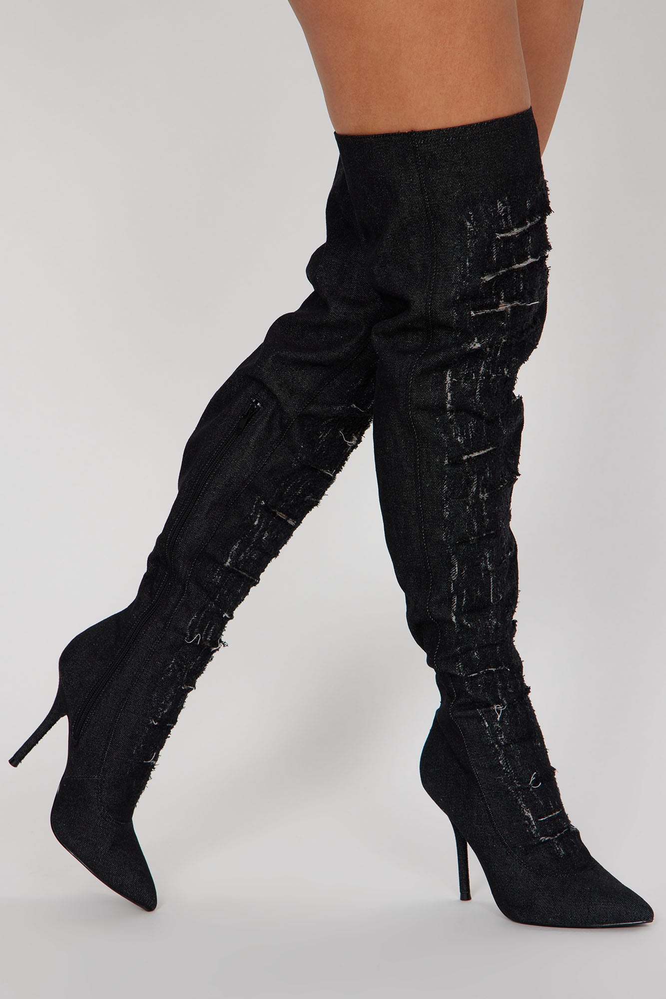 Distressed thigh hotsell high boots