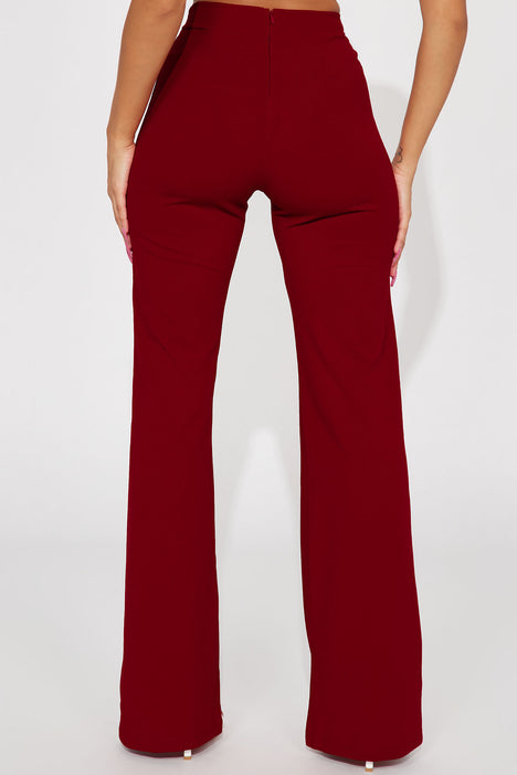 Victoria High Waisted Dress Pants - Red, Fashion Nova, Pants