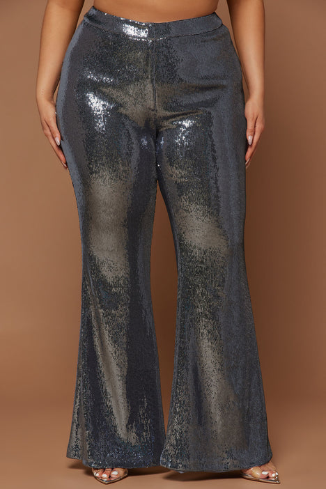 CHARCOAL SEQUIN FLARES