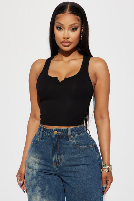 Fitted cropped tank top black – Styched Fashion