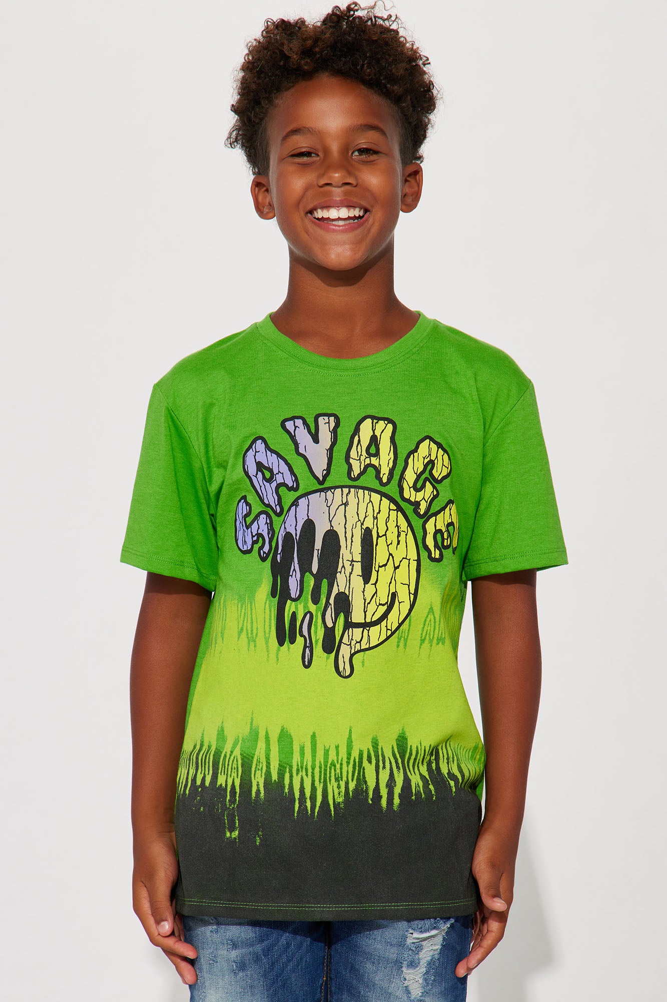 SAVAGE T-SHIRT GREEN AND YELLOW TIE DYE