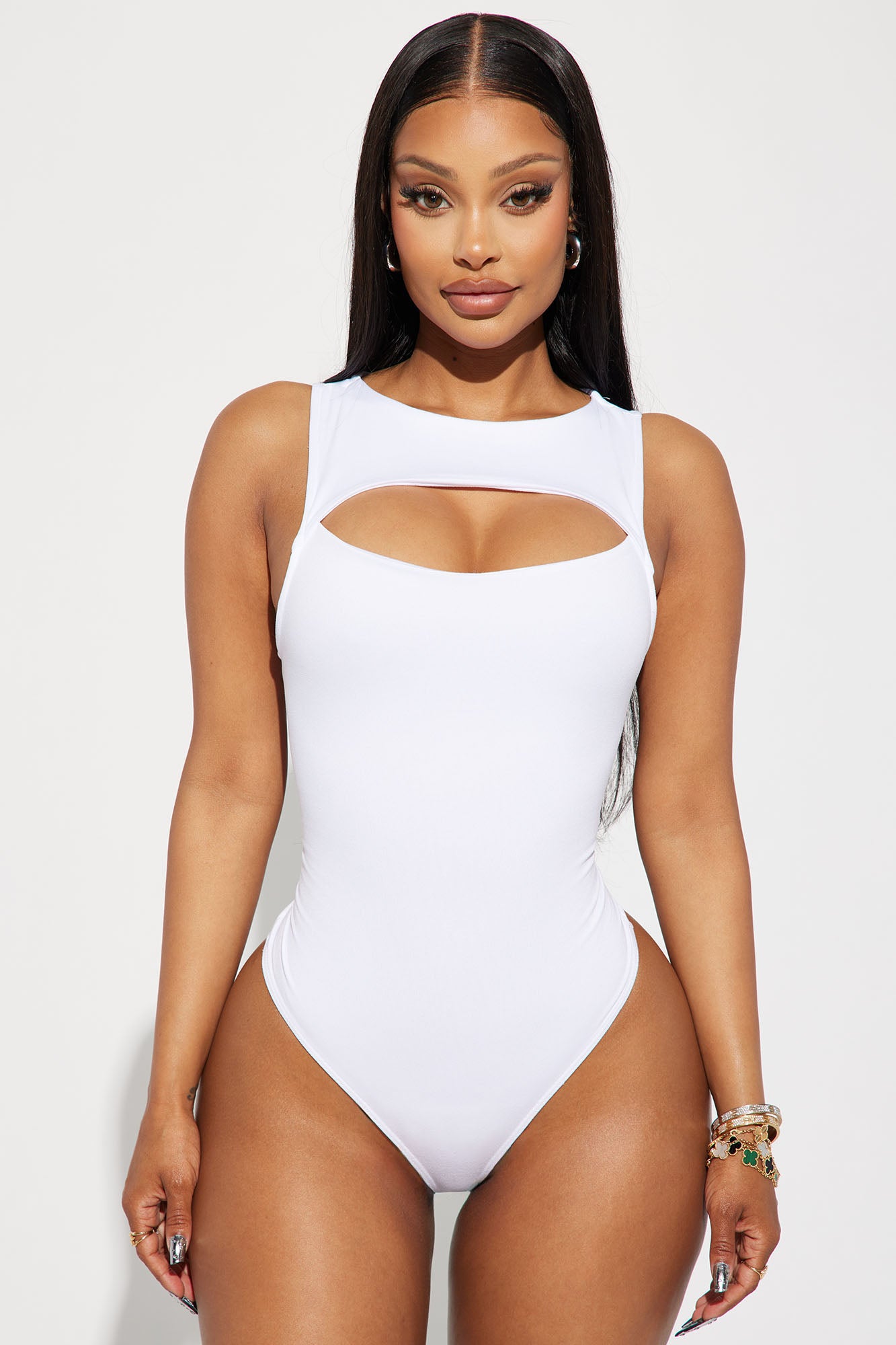 White Cut Out Body Suit