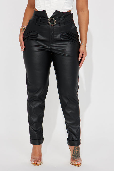 Petite Just In Time Faux Leather Pant 30 - Black, Fashion Nova, Pants