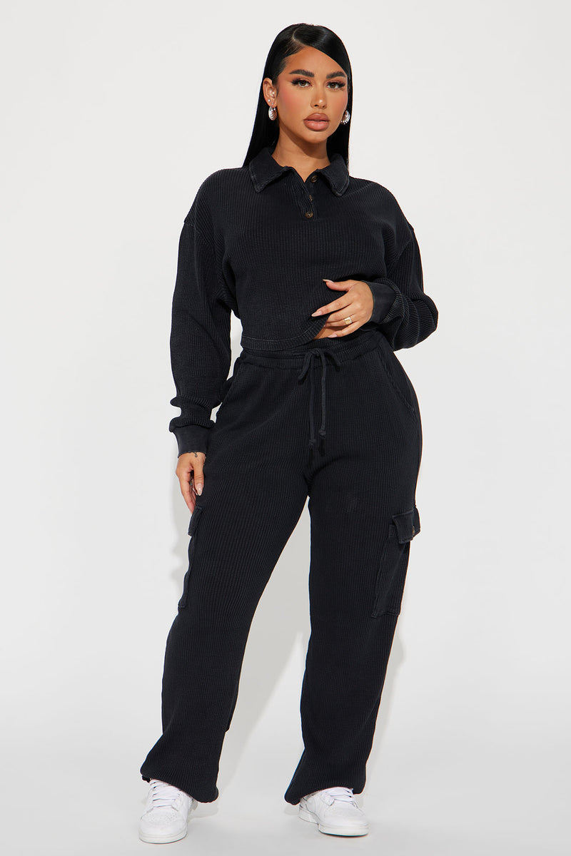 Julia Thermal Pant Set - Black | Fashion Nova, Matching Sets | Fashion Nova