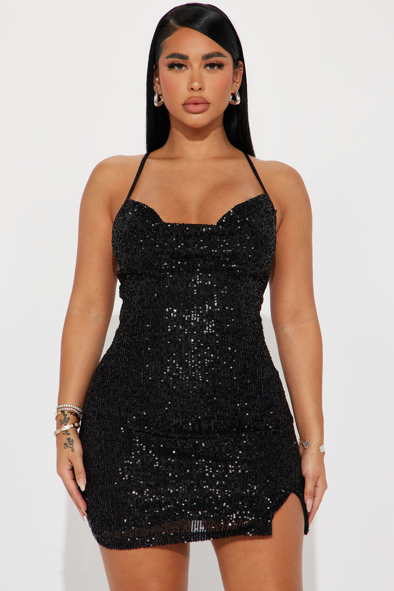Anyah Sequin Mini Dress - Black | Fashion Nova, Dresses | Fashion Nova
