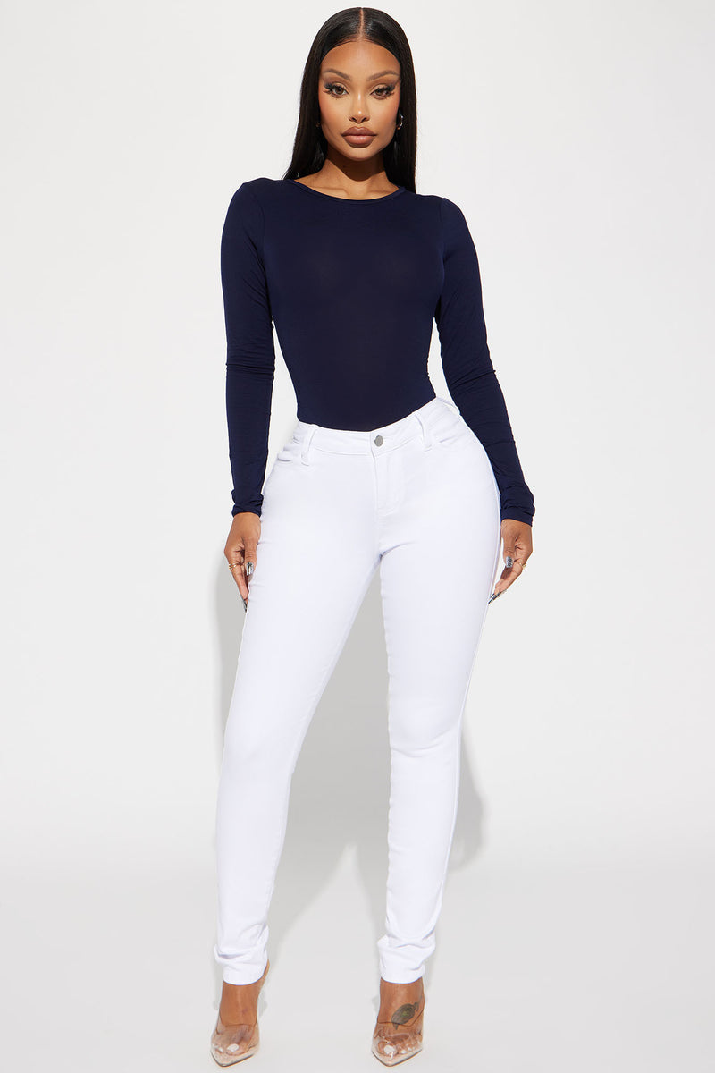 Classic Mid Rise Skinny Jeans - White | Fashion Nova, Jeans | Fashion Nova