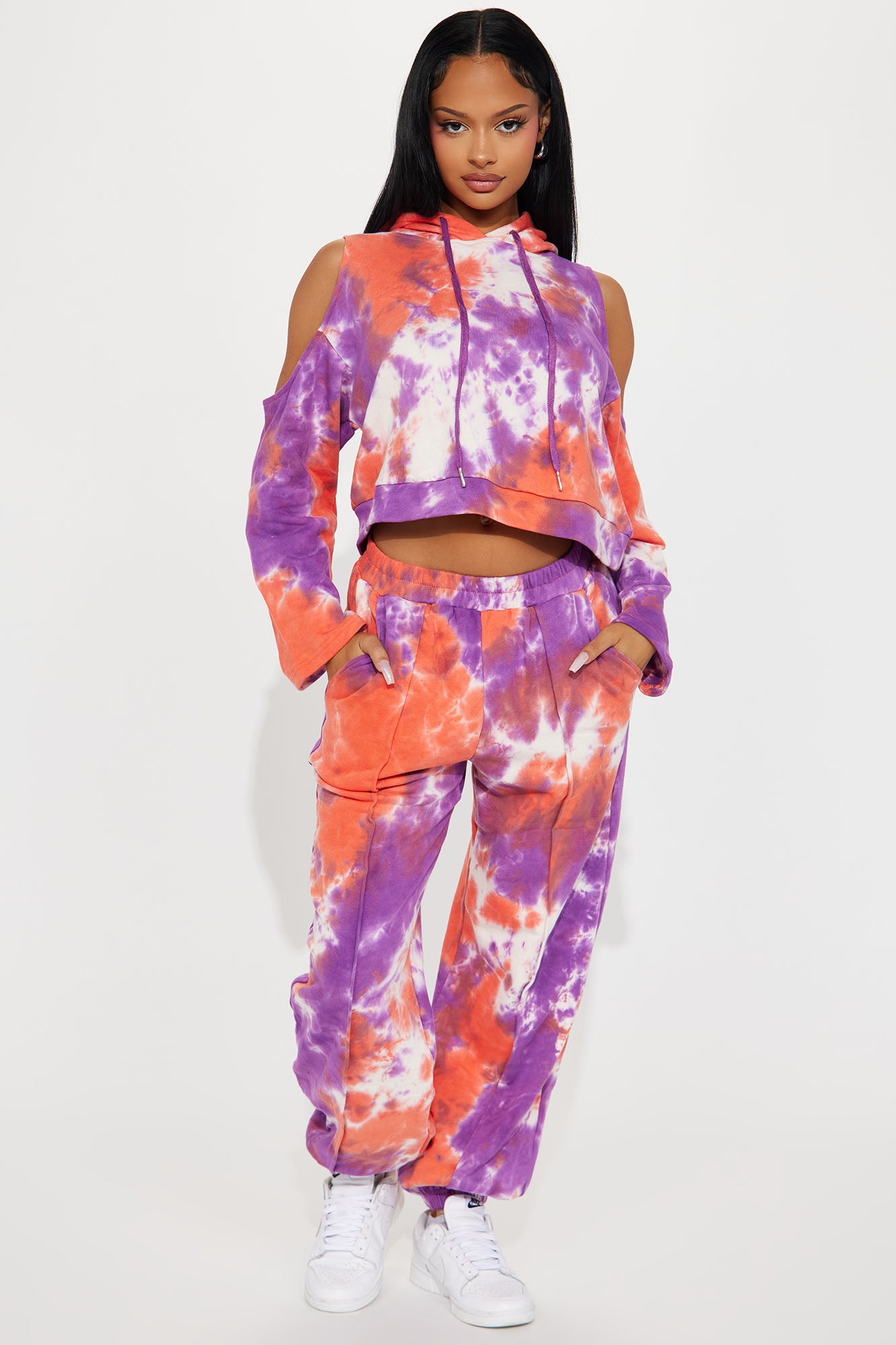 Melinda Tie Dye Jogger Set Orange combo Fashion Nova Matching