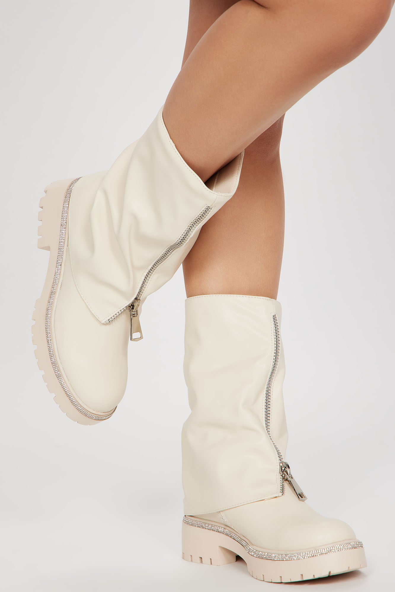 white flat booties