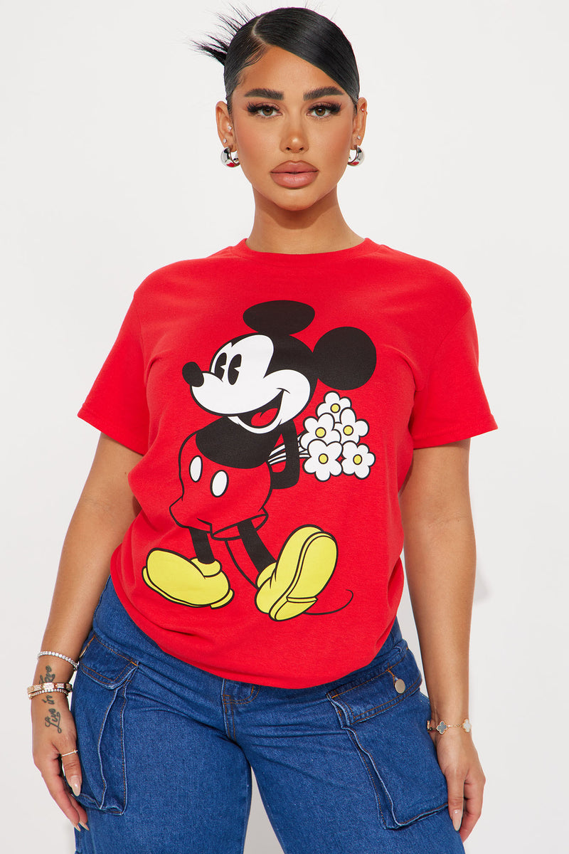 Mickeys Flowers Graphic Tee - Red | Fashion Nova, Screens Tops and ...