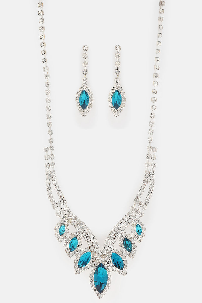 Rags To Riches Necklace And Earring Set - Silver/Blue | Fashion Nova ...