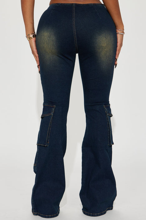 Woman's Cargo Bell Bottom Jeans