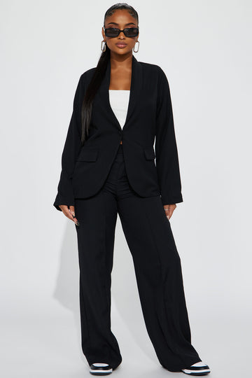 Business Per Usual Blazer Pant Set - Black
