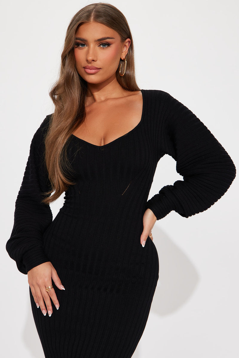 Gemini Sweater Midi Dress - Black | Fashion Nova, Dresses | Fashion Nova