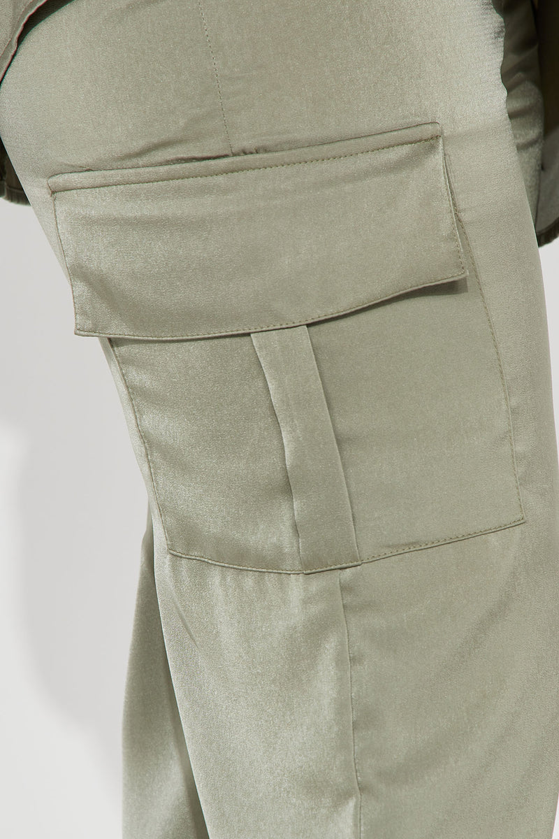Mic Drop Satin Cargo Pant Set - Sage | Fashion Nova, Matching Sets ...