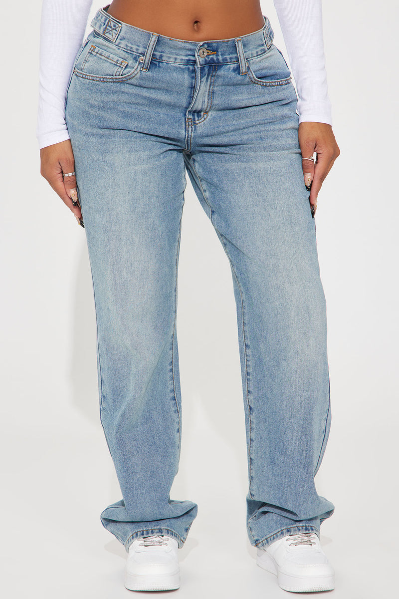 Dani Drop Waist Straight Leg Jeans - Medium Wash | Fashion Nova, Jeans ...