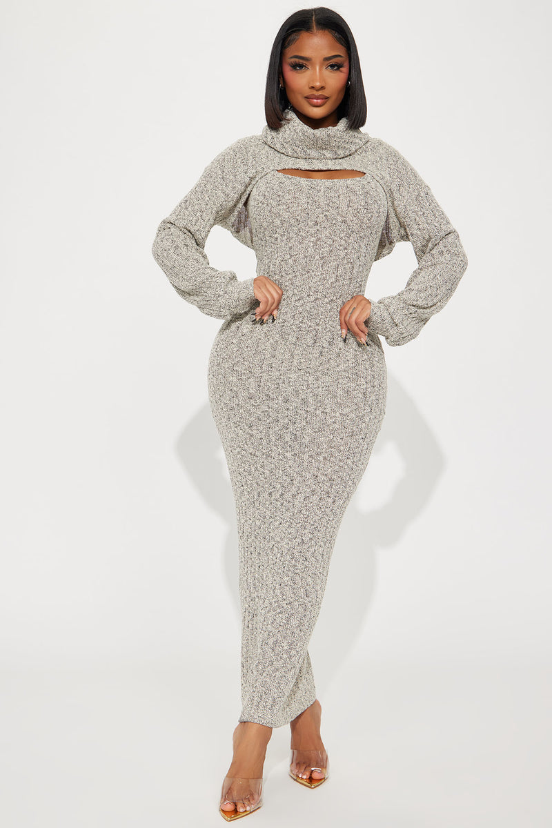 Laurie Sweater Maxi Dress Set - Heather Grey | Fashion Nova, Dresses ...
