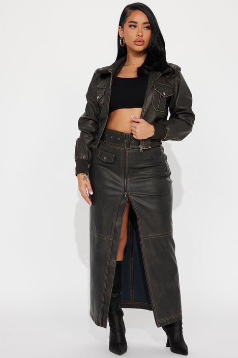 Nina Garment Washed Faux Leather Jacket - Brown | Fashion Nova