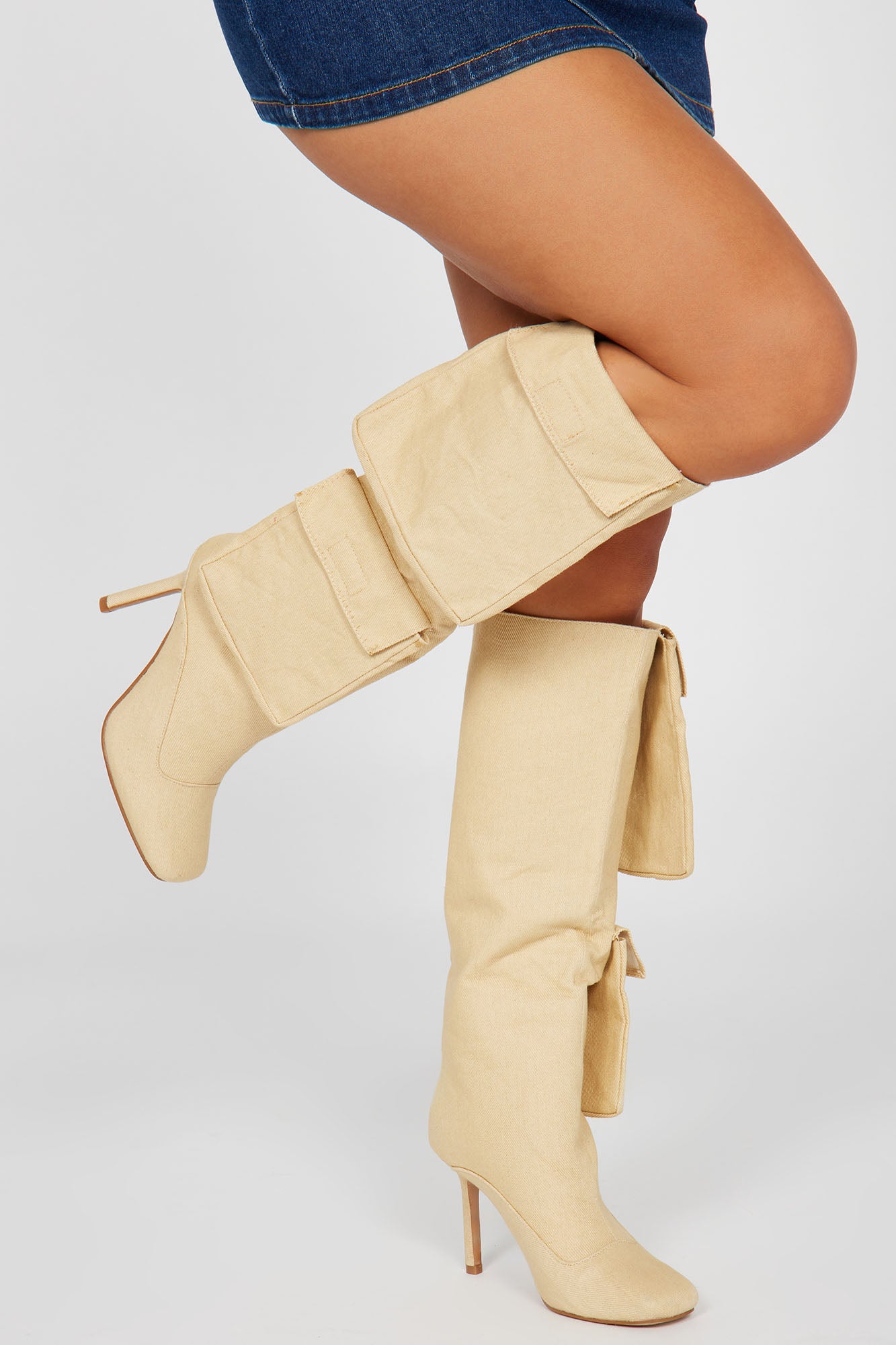 Cream suede over hot sale the knee boots