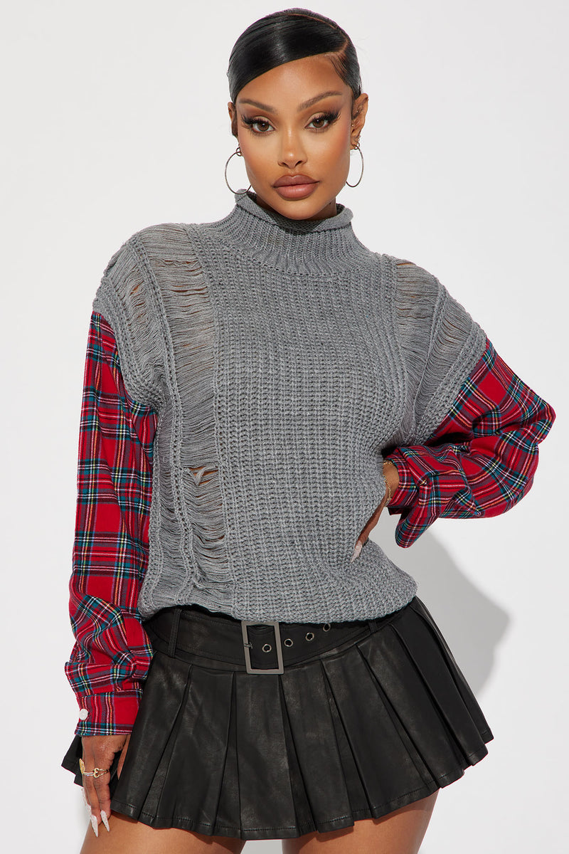 Cool Casual Sweater - Grey/combo | Fashion Nova, Sweaters | Fashion Nova