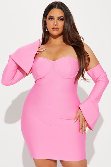 Vibes On Vibes One Shoulder Dress - Hot Pink