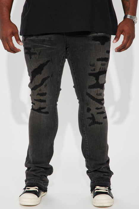 Put Me On Stacked Skinny Flare Jeans - Black Wash